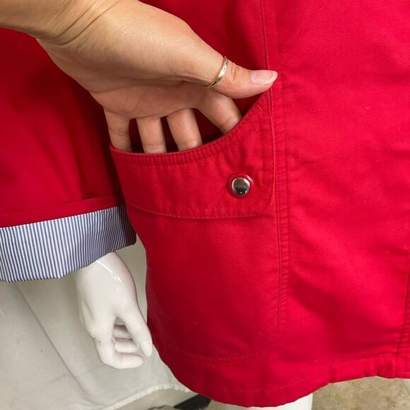 Mackintosh New England Snap Button Detachable Hood Rain Jacket Pea coat Red 1X - Picture 9 of 16